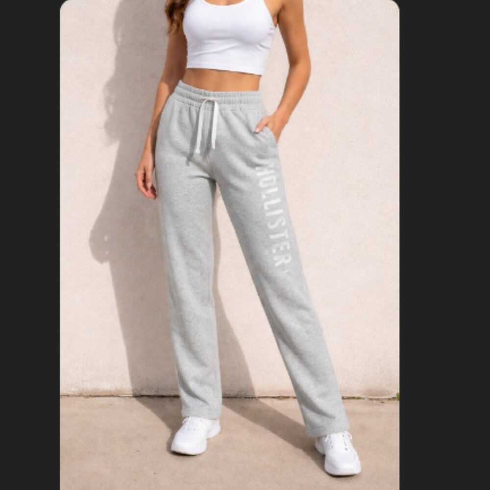 Vintage Y2K Hollister Gray Logo Joggers Sweatpants Drawstring Waist Size XS